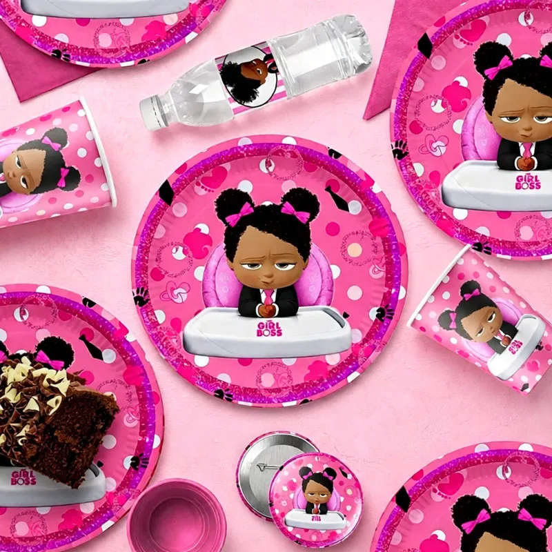 Boss Baby Birthday Party Decorations Supplies Girl Boss Baby Decoration Happy Birthday Disposable Tableware Paper Party for Kid