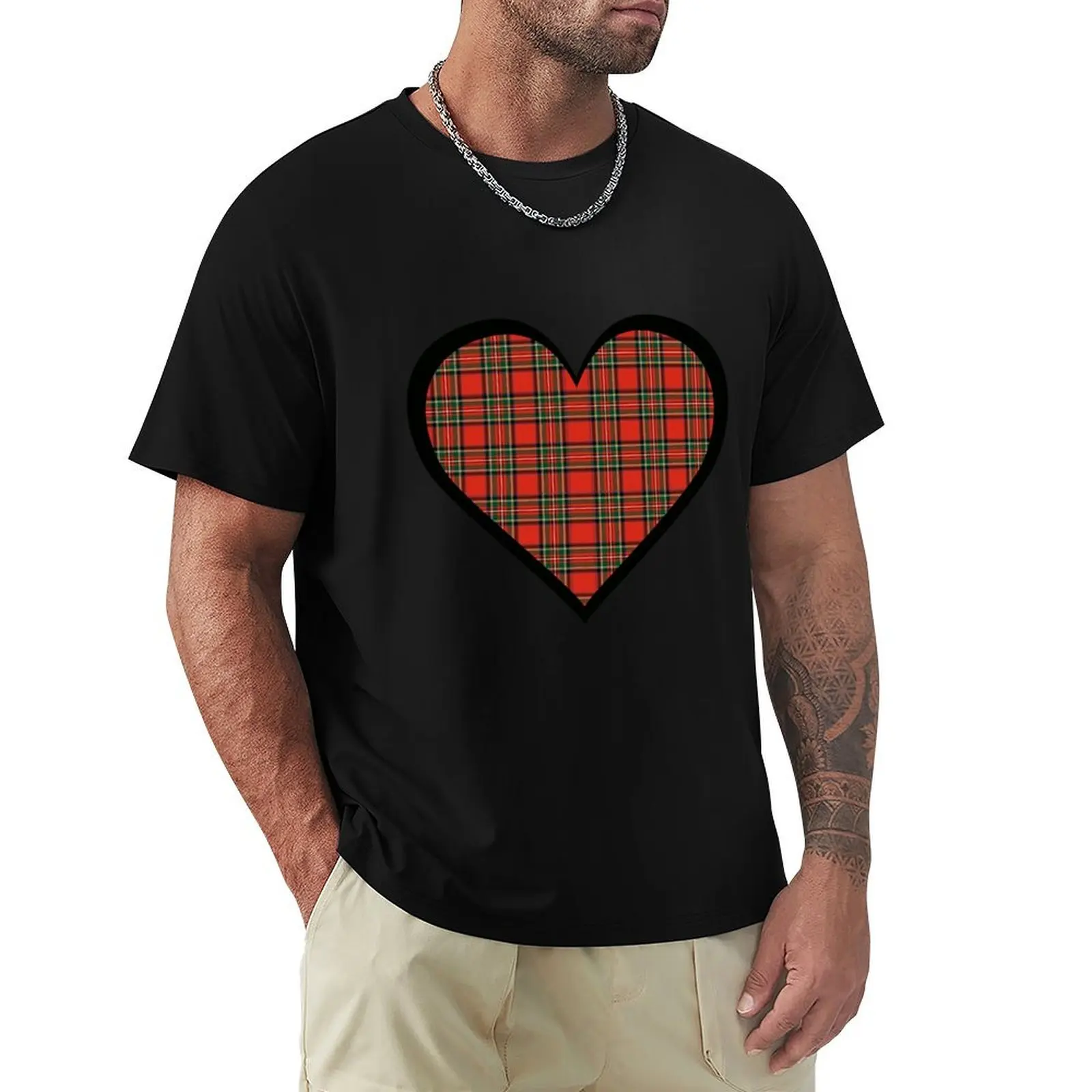 Royal Stewart tartan heart T-Shirt Lightweight Casual Summer T-Shirt