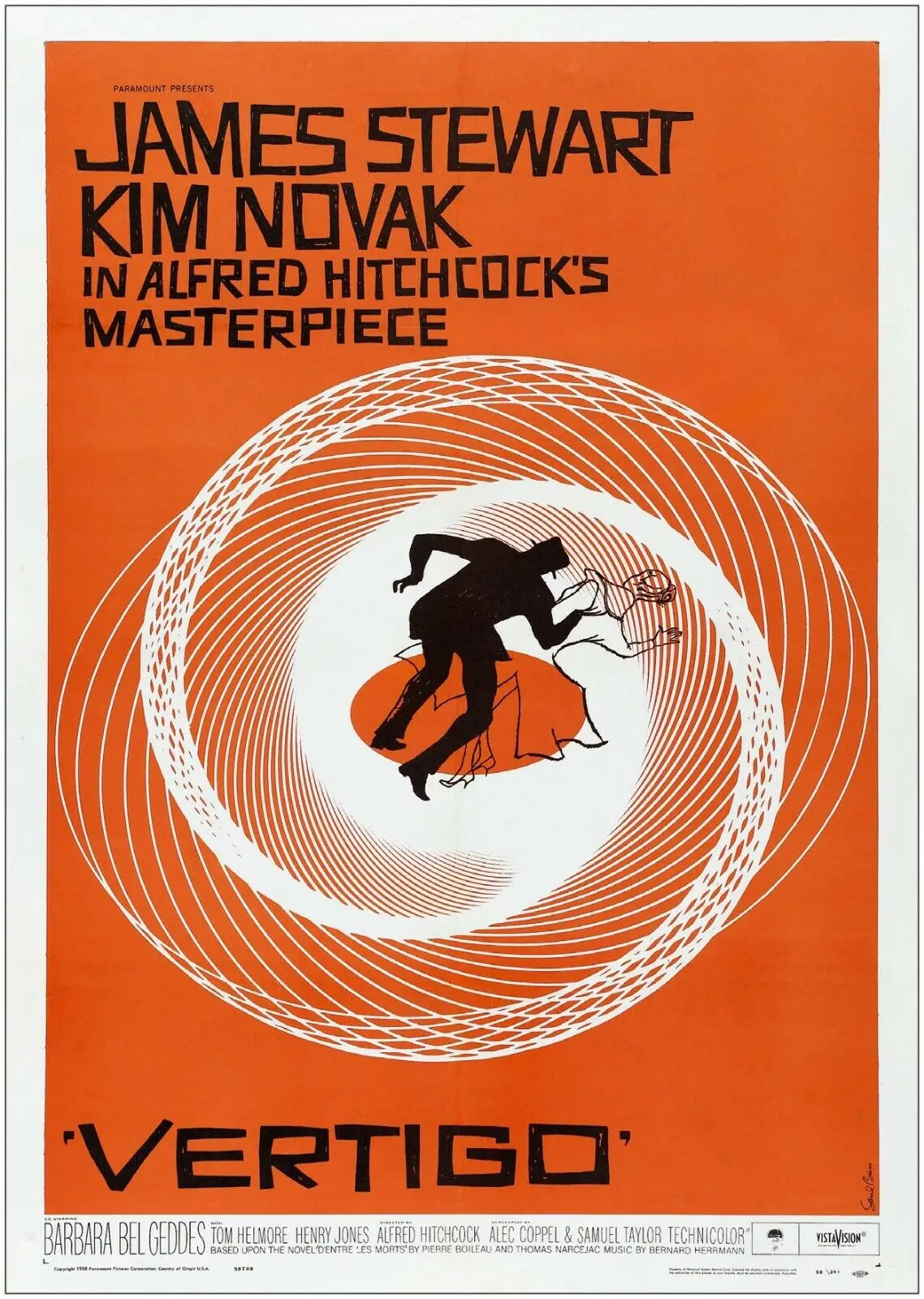 Vertigo James Stewart Classic Movie, Art Picture Print Silk Poster, Living Room Decor Home Wall
