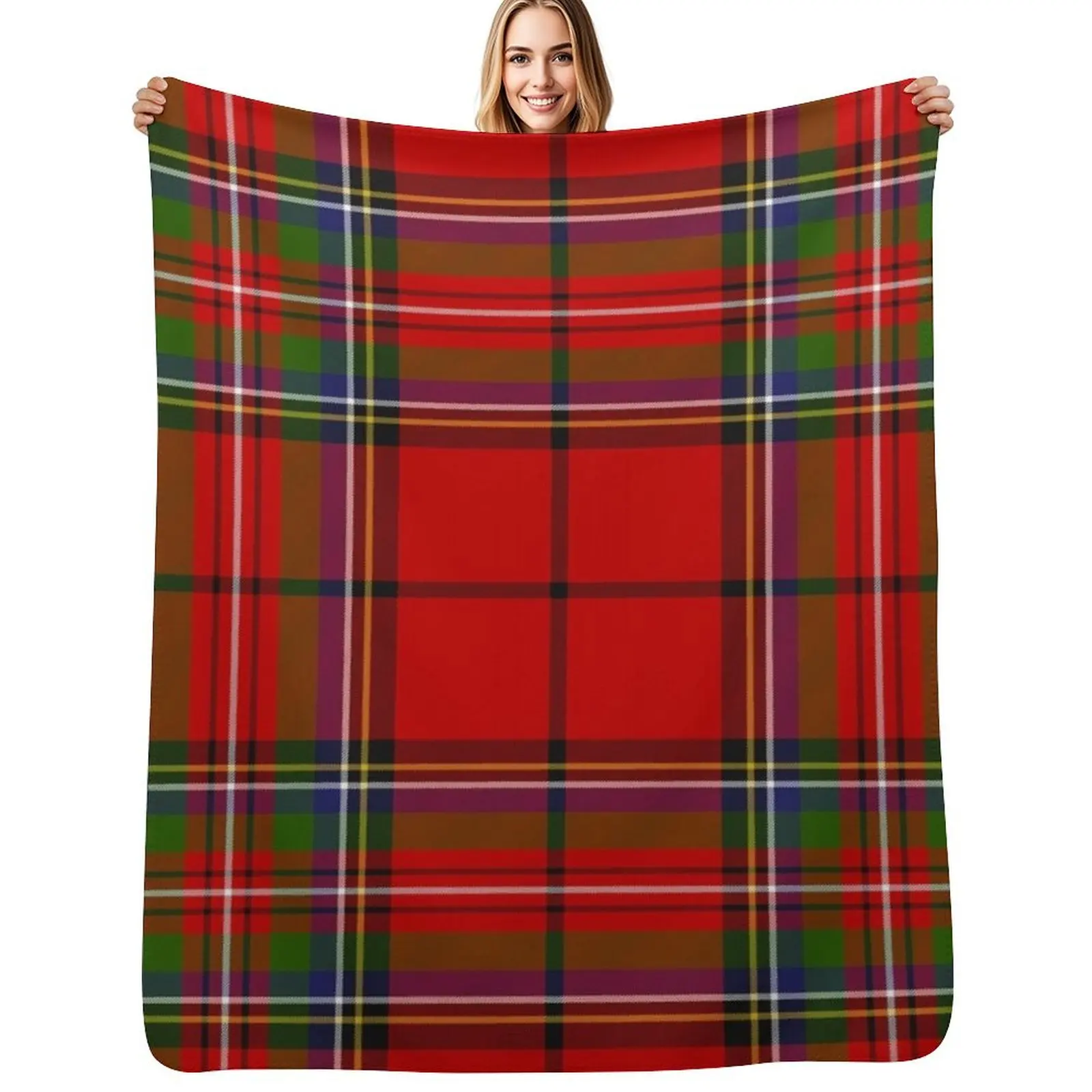 Red Plaid Royal Stewart of Galloway Tartan High Resolution 300 DPI Throw Blanket Quilt Summer Hairy Designers Blankets