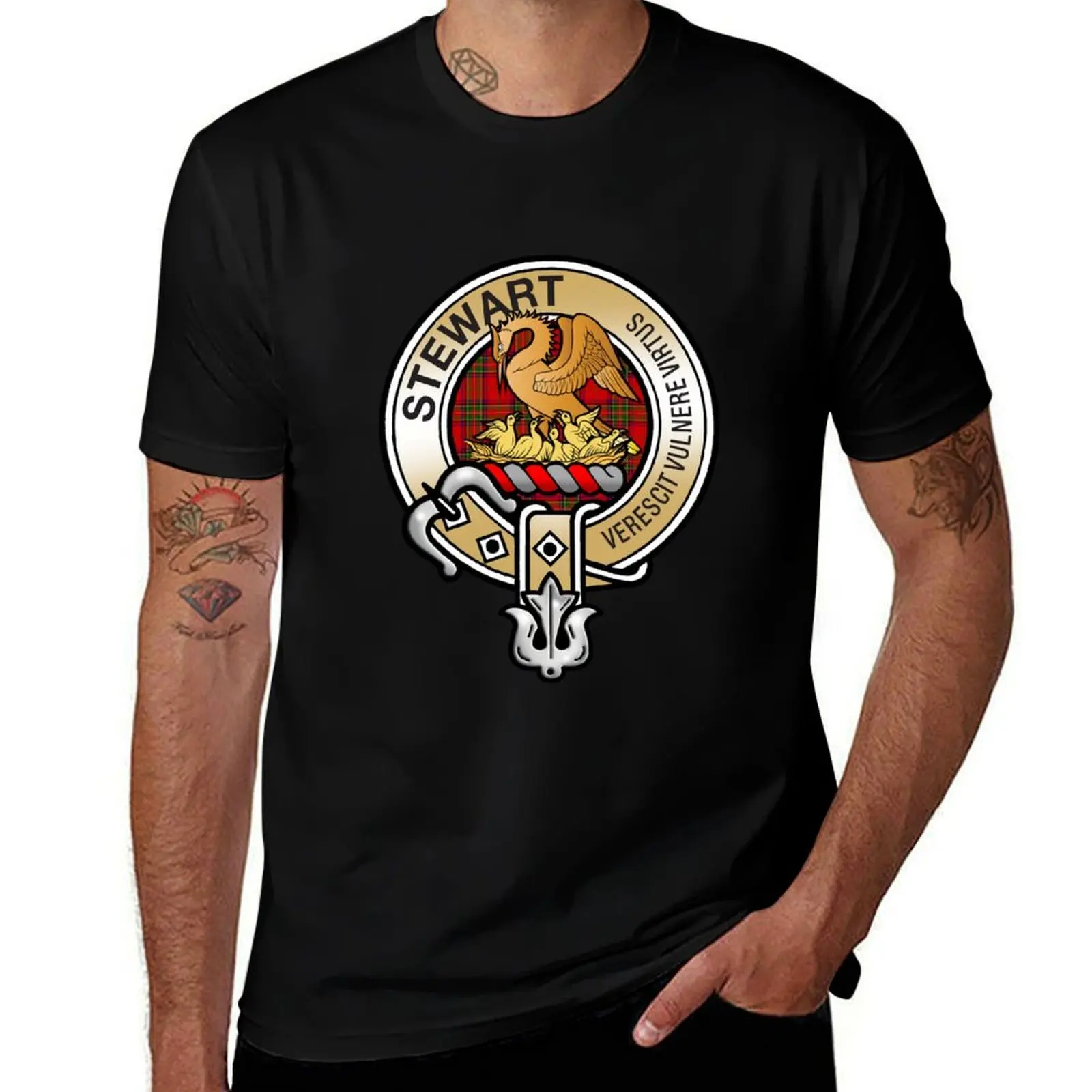 Stewart Clan Crest T-Shirt Novelty Print Casual Tee Shirt