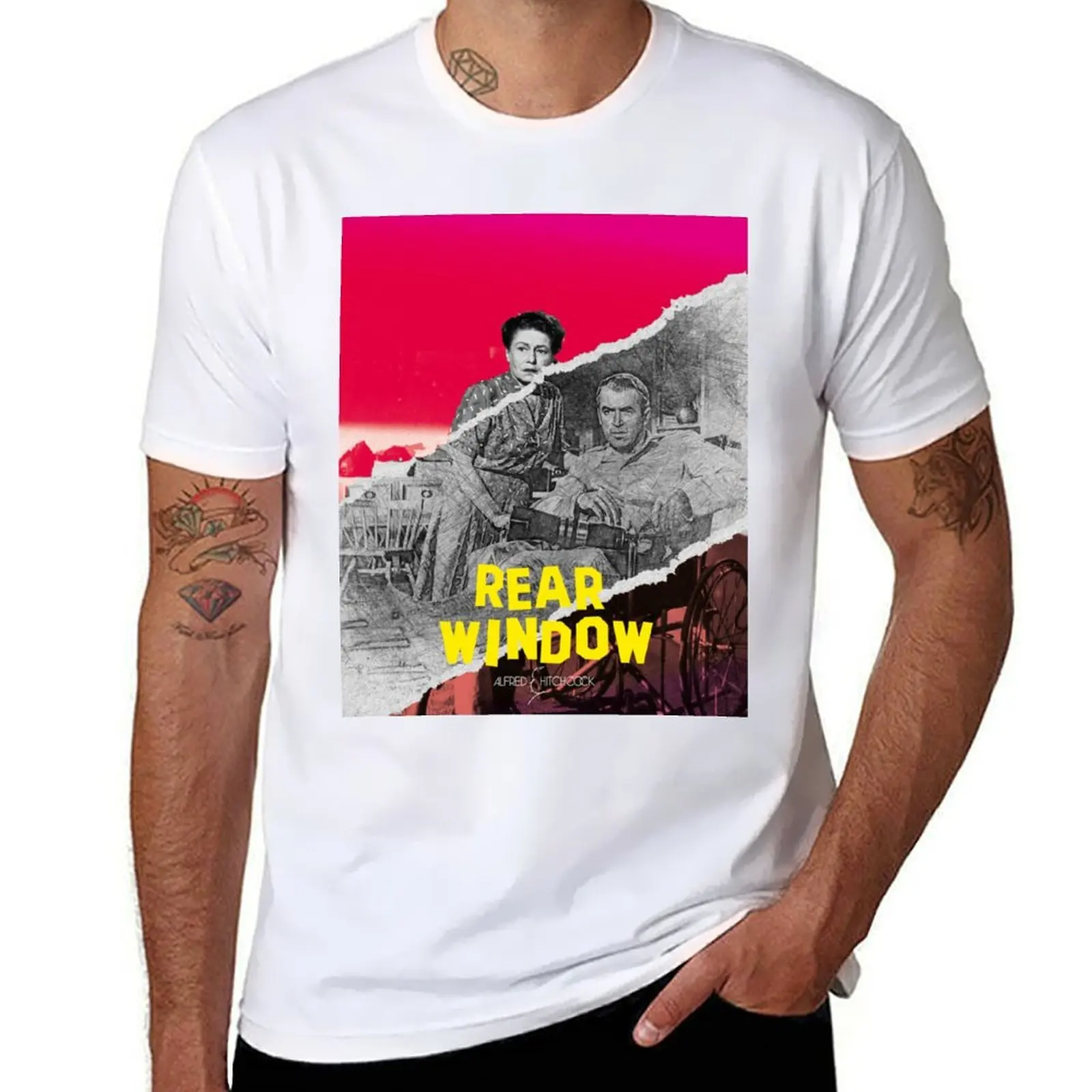 Alfred Hitchcock Rear window with James Stewart officially licensed fanart T-Shirt t shirts for man pack cotton T-Shirt