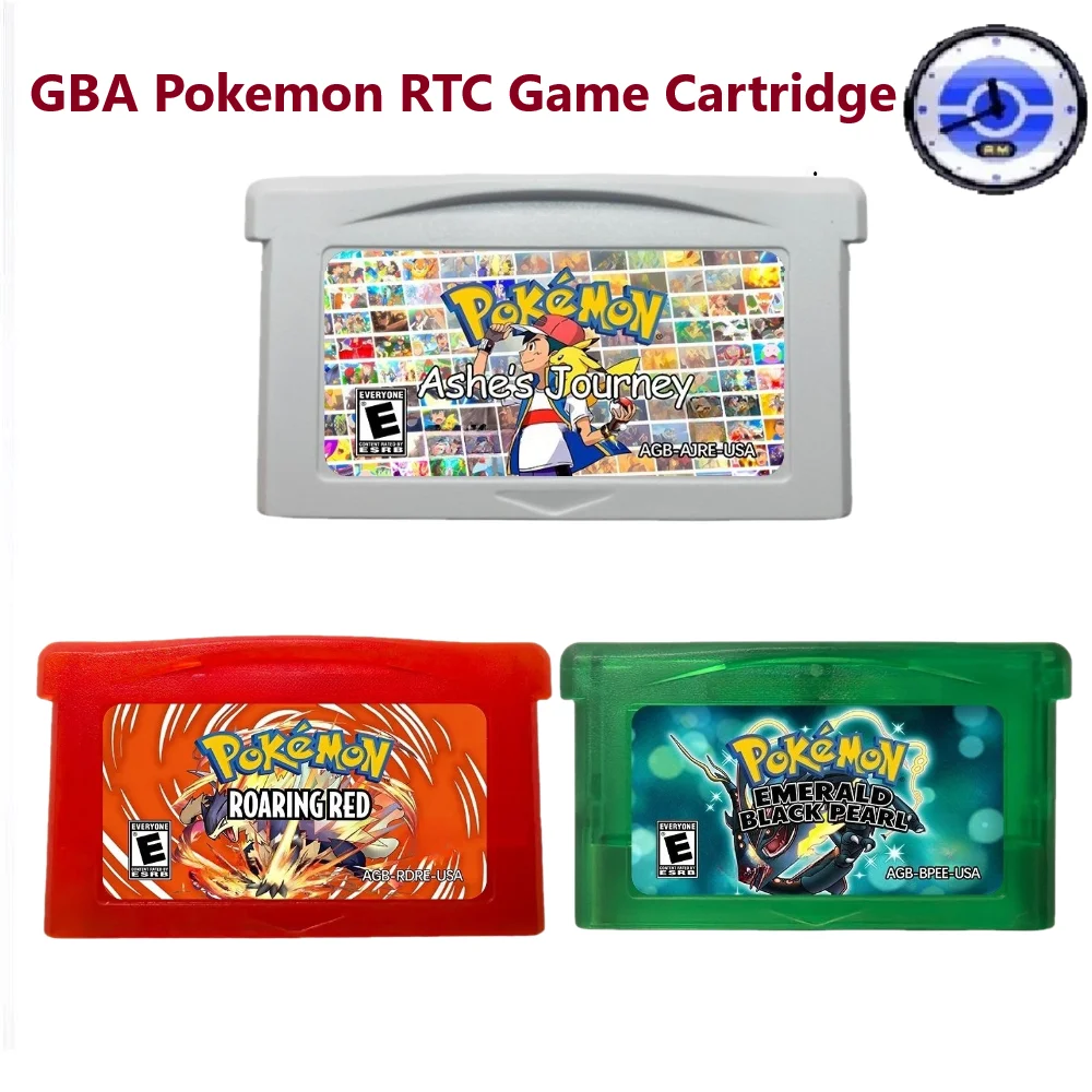 GBA RTC English Game Cartridge,Pokemon Roaring Red ,Black Pearl Emerald,Ashes Journey, GBA Flash Game Cartridge, ROM Modified