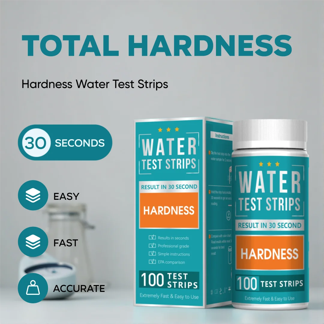 Water Hardness Test Strips 100pcs, 30s Fast Read Total Hardness Testing Kit for Drinking Water, Well Water, Pool Water Quality