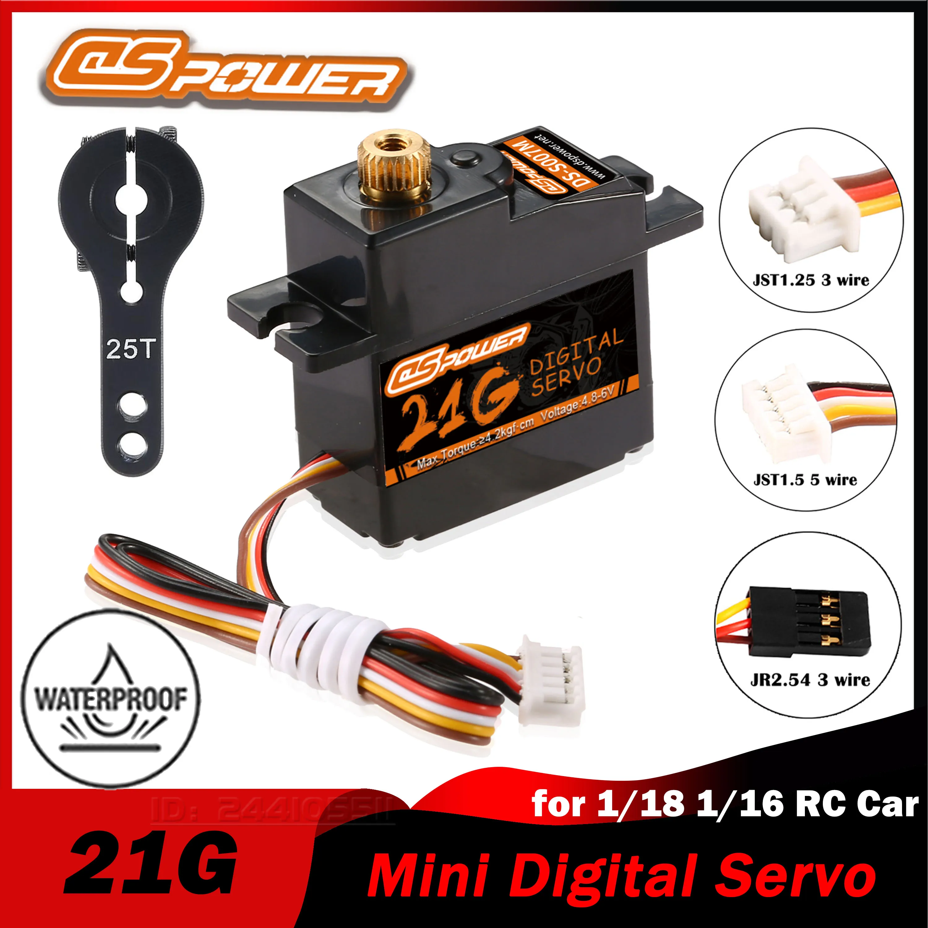 DSPOWER 21g Mini Digital Servo Micro Metal Gear 4.8~6.0V DC Motor for 1/18 1/16 RC Car HYPER GO WLTOYS 144001 Plane Boat Robot