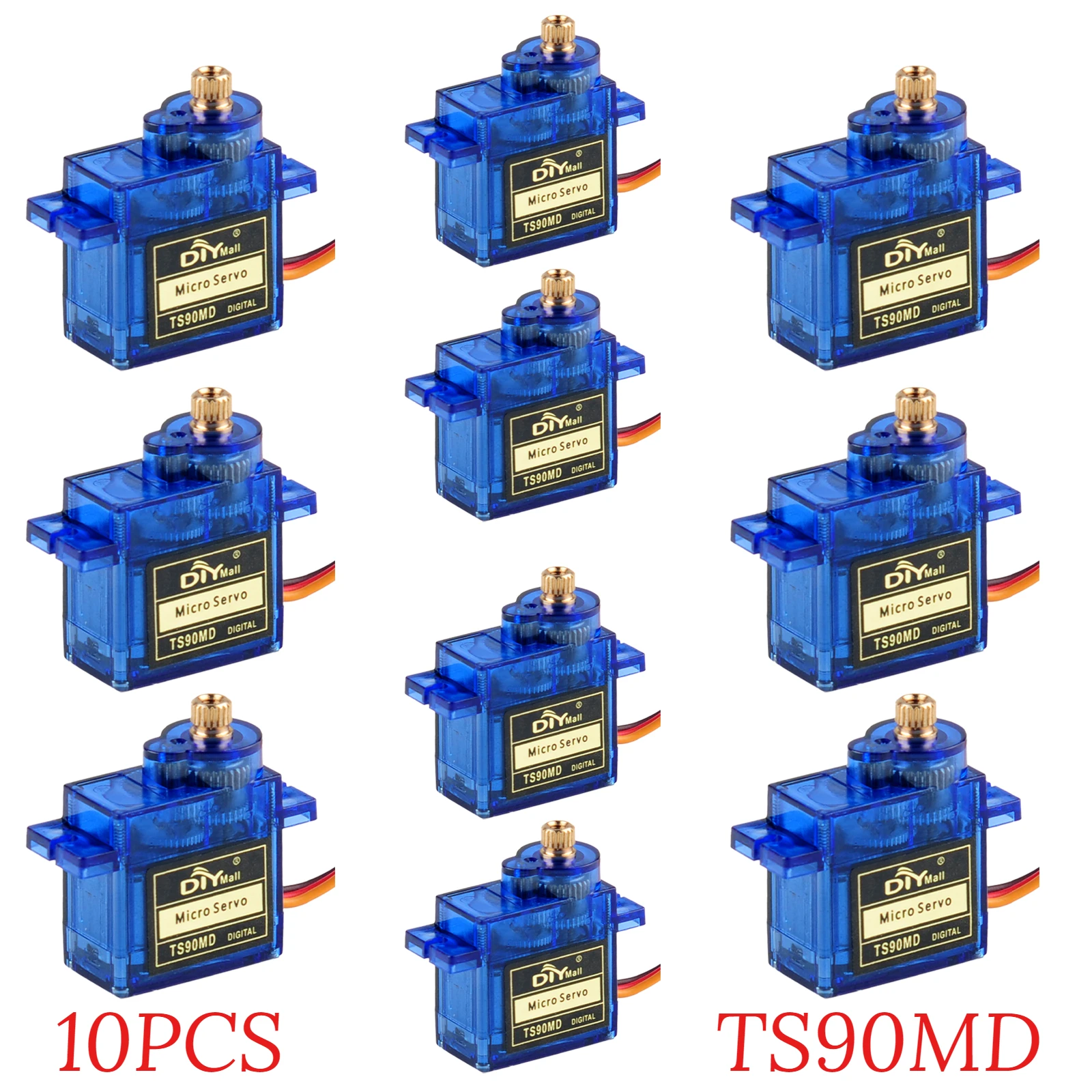 10PCS TS90MD 9g Digital Micro Servo Full Metal Gear 180/270/360° PWM Control 4.8-6.0V for RC Robot Plane Car