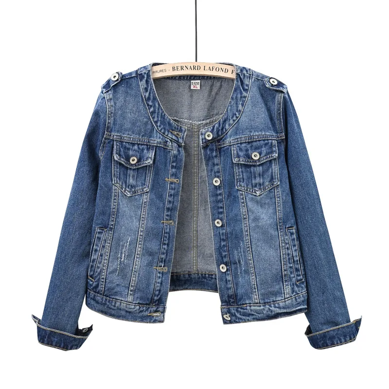 Pure Color Women's Denim Jacket Single-breasted Lapel Coat Fashion Casual Tops Green Black Red Blue Outerwear Female Overcoat