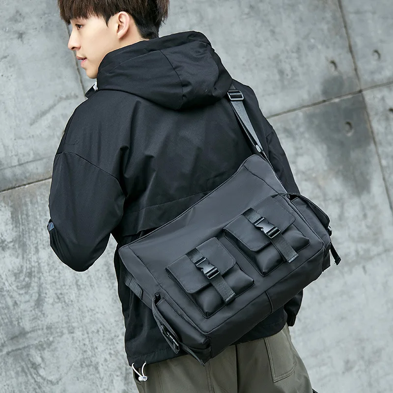 Casual Large Capacity Waterproof Messenger Shoulder Bag Men Crossbody School Bag for Teenage Outdoor Man Black Big Travel Bags