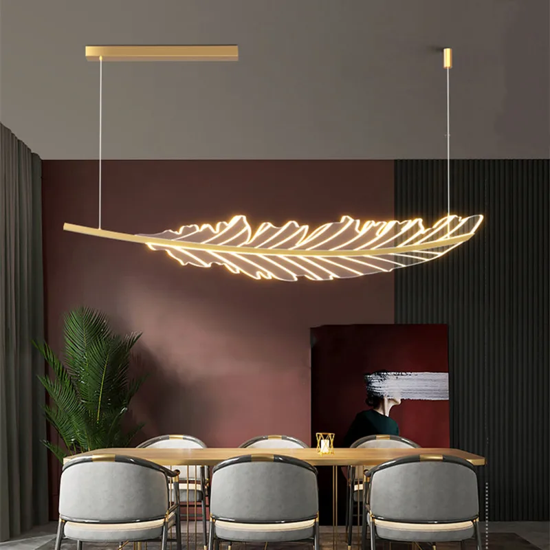 Modern Leaf Shaped Nordic Living Room Dining Table Coffee Shop Kitchen Restaurant Led Golden Chandelier