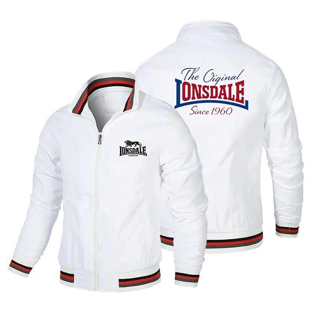 LONSDALE logo printed jacket loose sports fashion men's autumn and winter pilot jacket motorcycle zipper jacket