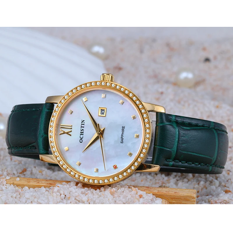 OCHSTIN Women Watches Japan Quartz Analog Luxury Diamond Crystal Mother of Pearl Dial Ladies Dress Wristwatches Gift for Wife