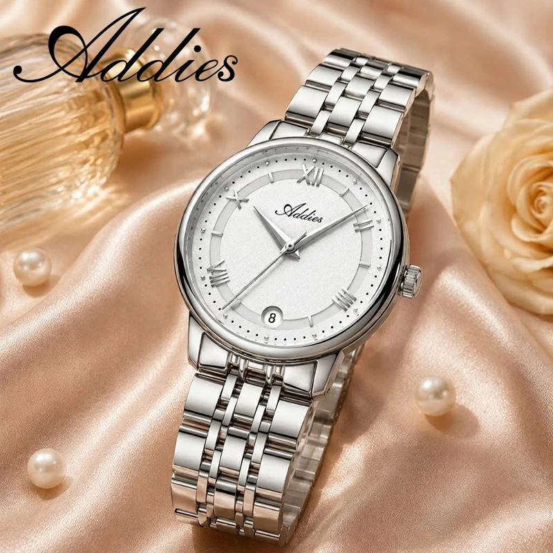 ADDIES Luxury Woman Quartz Wristwatch Top Brand 31mm Sapphire Crystal Woman Steel Watches Business 50m Waterproof Sport Watch