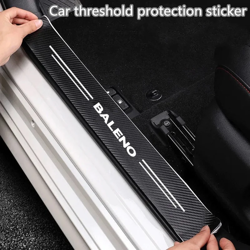 Carbon Fiber Car Sticker DIY Paste Protector Strip Auto Door Sill Side Protect Film for Suzuki Baleno Car Styling Accessories