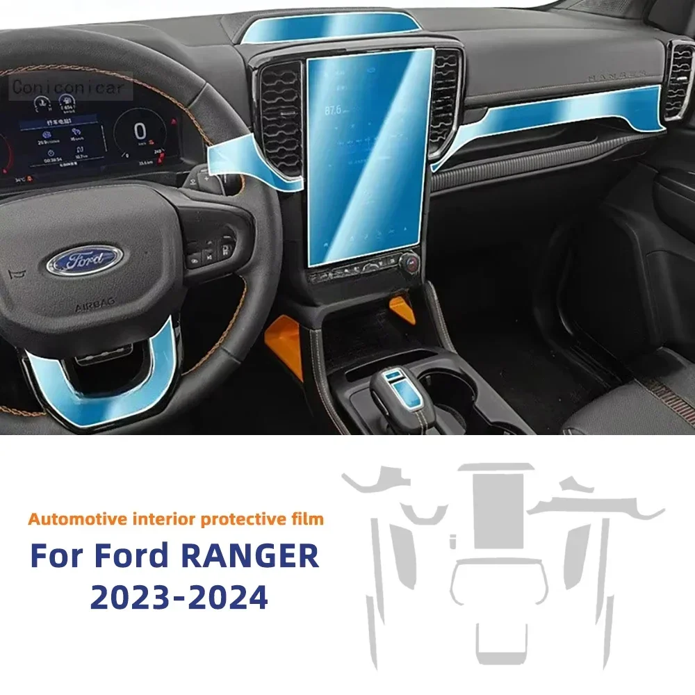 Interior Gearbox Panel Navigation Car TPU Matte Transparent Protection Film Anti-Scratch Sticker For Ford Ranger 2023 2024 PPF