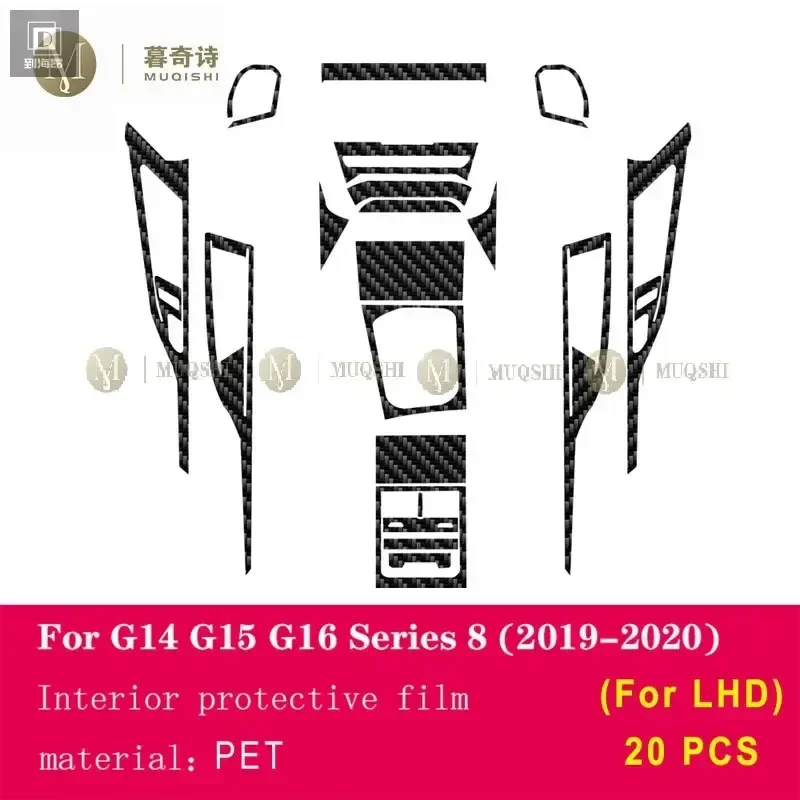 For BMW G14 G15 G16 Series 8 2019-2023 PET 5D Carbon Fibre Film Car Interior Center Console Anti Scratch Resist Refit Screen PPF