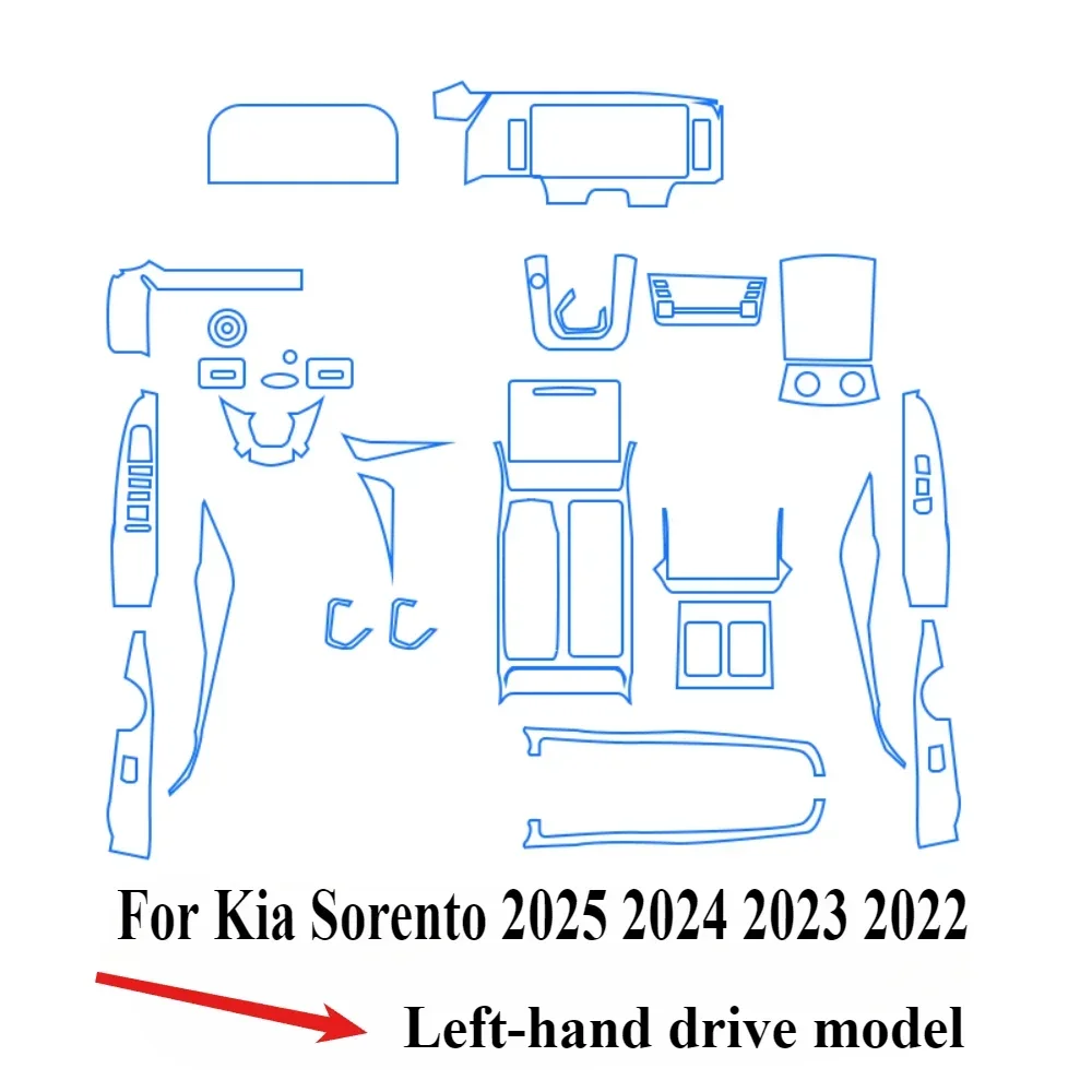 Protective Film For Kia Sorento 2025 2024 2023 Accessories Interior Transparent TPU Gear Panel GPS Center Console PPF Sticker