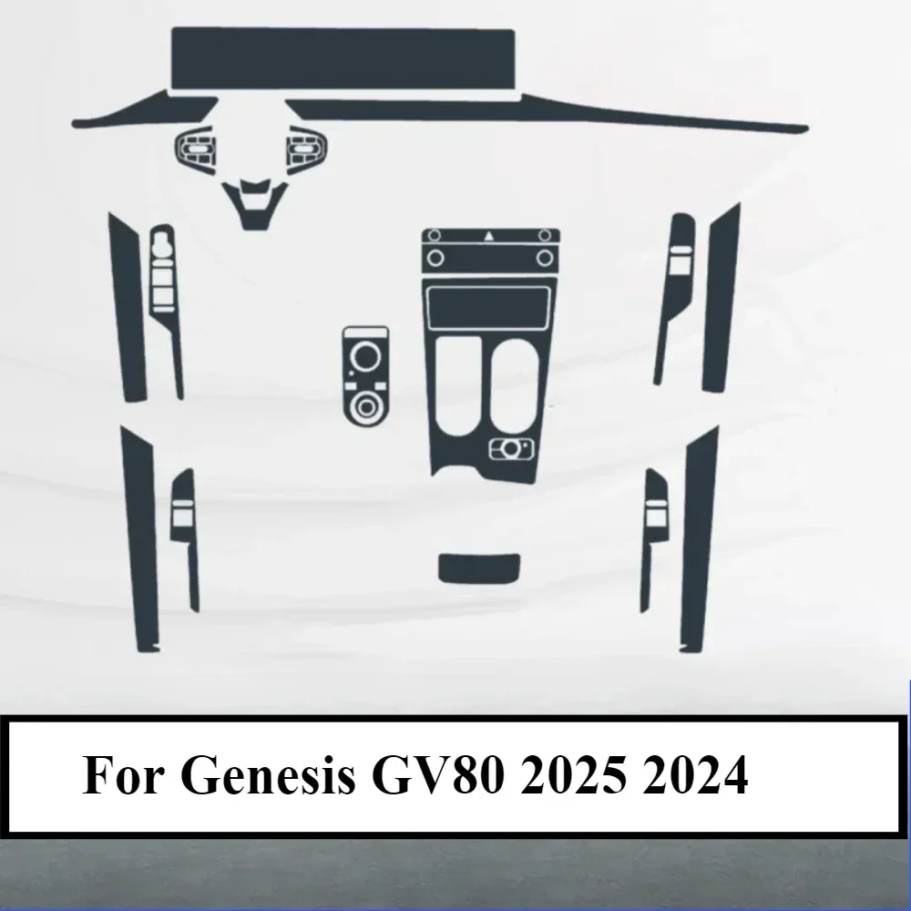 Protective Film For Genesis GV80 2025 2024 Accessories Interior Transparent TPU Gear Panel Navigation Center Console PPF Sticker