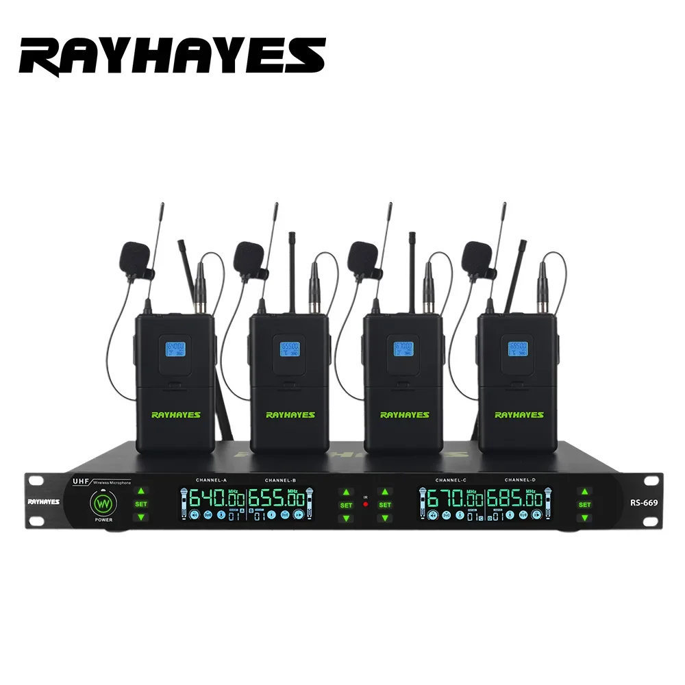 RAYHAYES RS-669 Headset/Lavalier Wireless Microphone with IR Pairing and Rechargeable Design Suitable for Lectures and Teaching