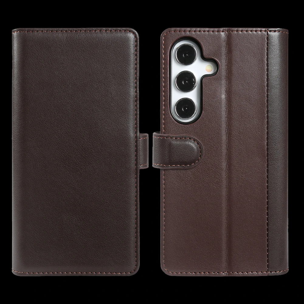 Genuine Leather Flip Case For Samsung Galaxy A57 A37 A27 A17 A26 A36 A16 S24 S23 S21 FE S22 S25 Edge S26 Plus Phone Case Cover
