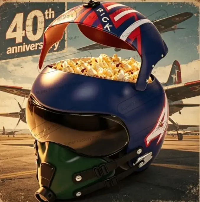 2026 New Maverick 40th Anniversary Pilot Helmet Popcorn Bucket - Goose & Maverick Collectible Reusable Snack Containers 1pc