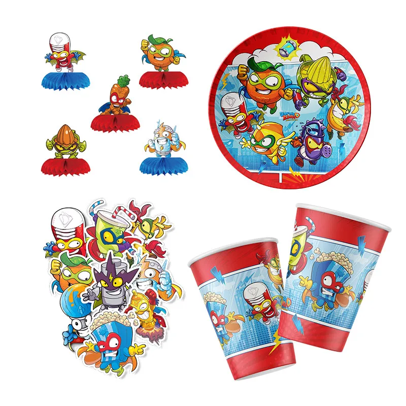 Superzings Baby Shower Party Decoration Sticker Plate Spiral Cup Banners Flags Latex Balloon Backdrop Honeycomb Straw