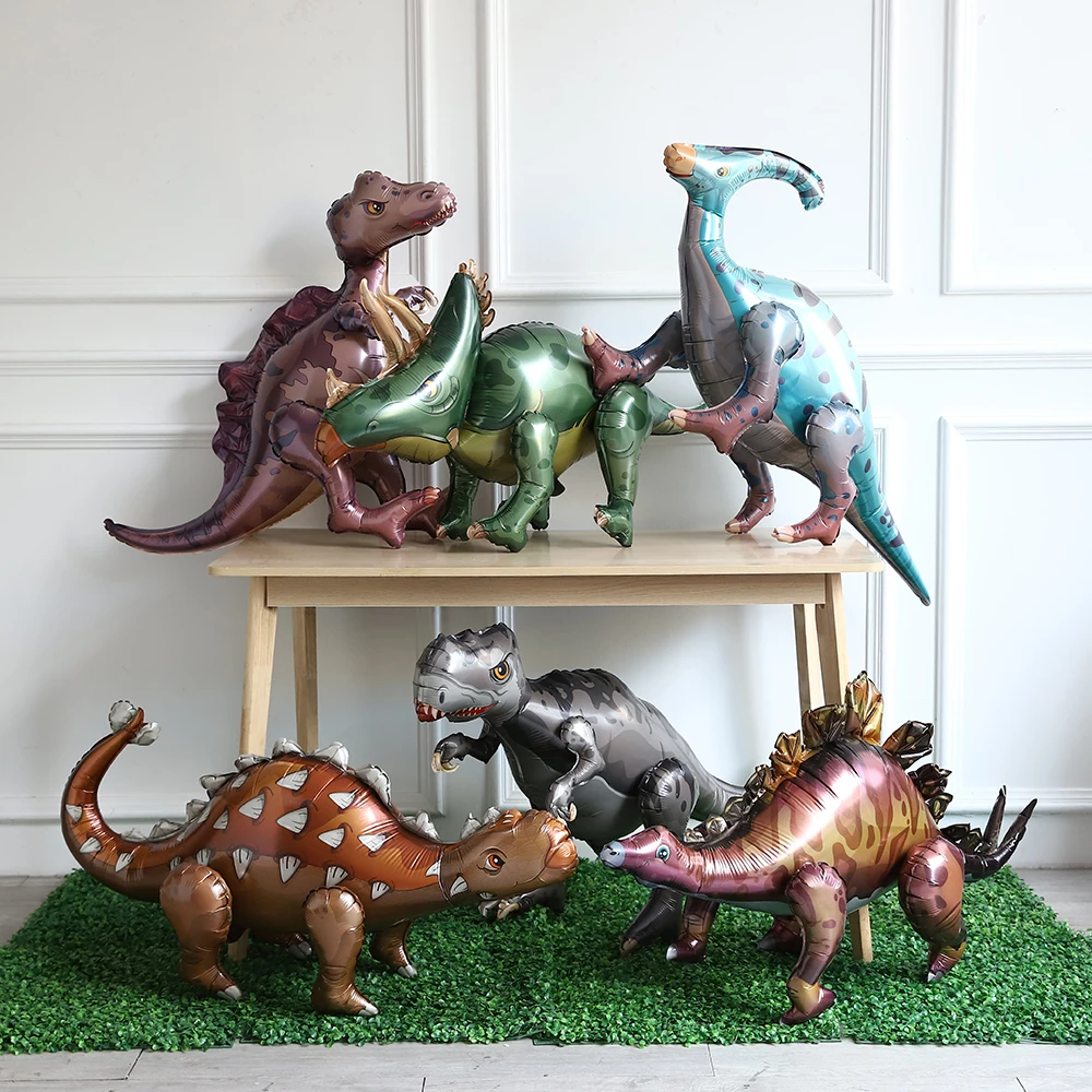 Giant 4D Self Standing Dinosaur Foil Balloon Inflatable Jungle Safari Animal Dino Baby Shower Birthday Party Decoration Globos