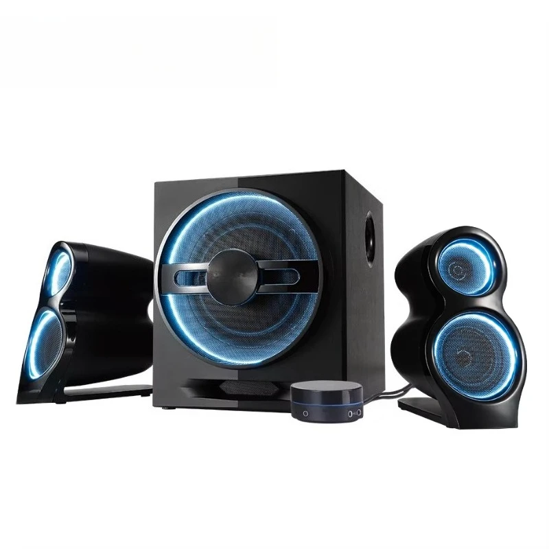 Gaming speaker system with RGB lights and subwoofer for computer multimedia