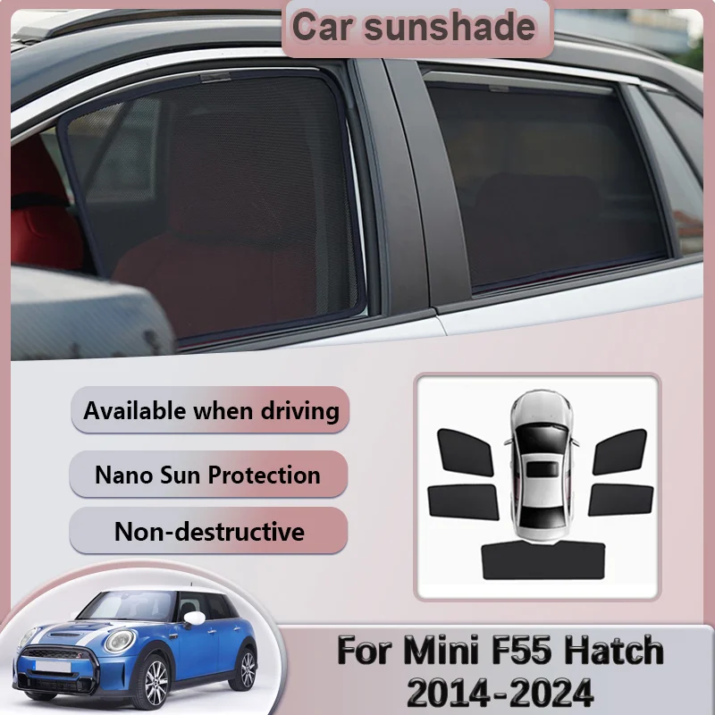 For Mini F55 Hatch 5-door 2014-2024 2020 Car Mesh Sunshades Sun Visors Side Window Magnetic Privacy Curtains Auto Accessories