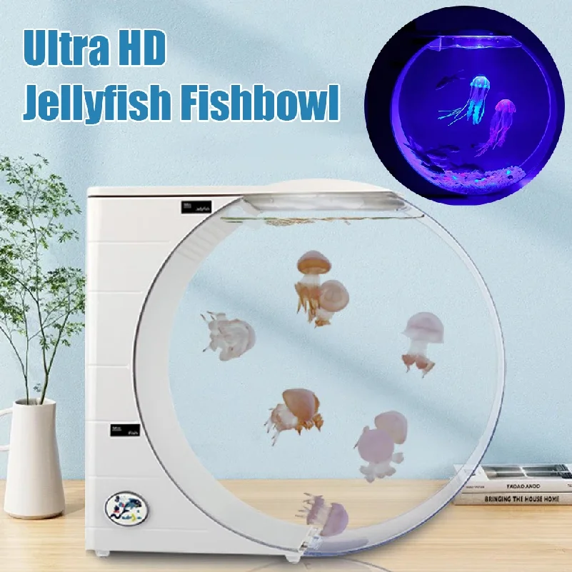 New Electronic Jellyfish Aquarium 10 Liters Large Space Ultra HD Desktop Eco Fish Tank with LED Lighting Quiet Mini Aquarium