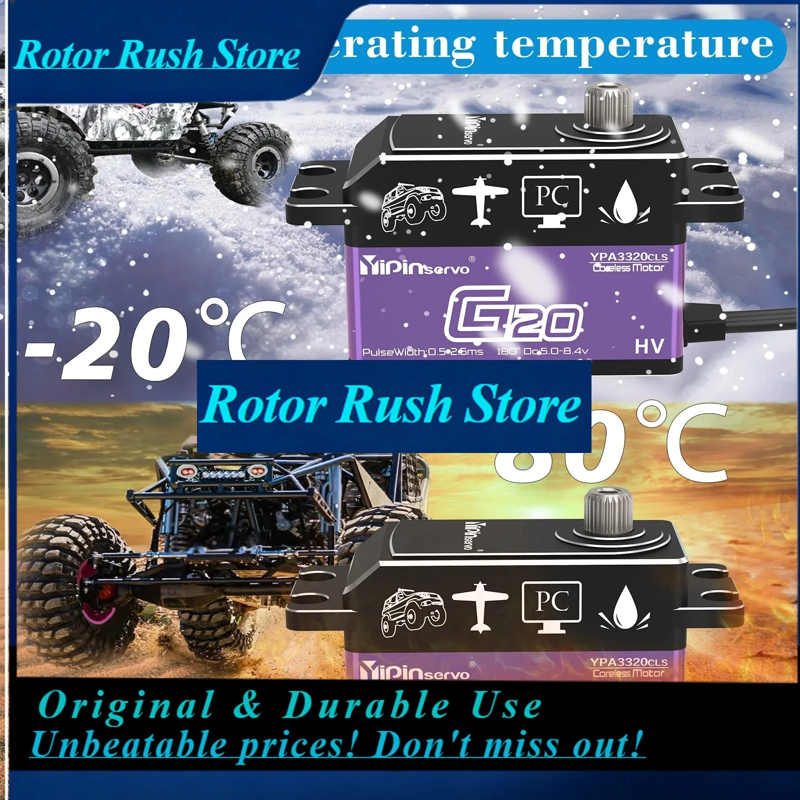 RoRuSLow Profile 20KG Coreless Motor Fast Speed Steel Full Helical Teeth Gear Waterproof For RC Drift Car Crawler TRX6 SCX