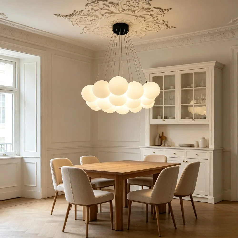 Modern LED Chandeliers Milk White Glass Ball Pendant Lamps Living Room Kitchen Restaurant Hotel Lustre E27 Home Lighting Decor