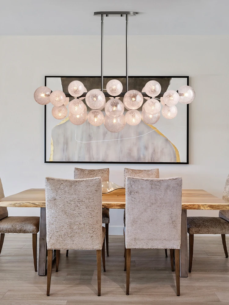 Home Decoration American Glass Bubble Series 2026 Long Chandelier Lighting Dimming  Lustre Para Sala Estar For Dinning Room