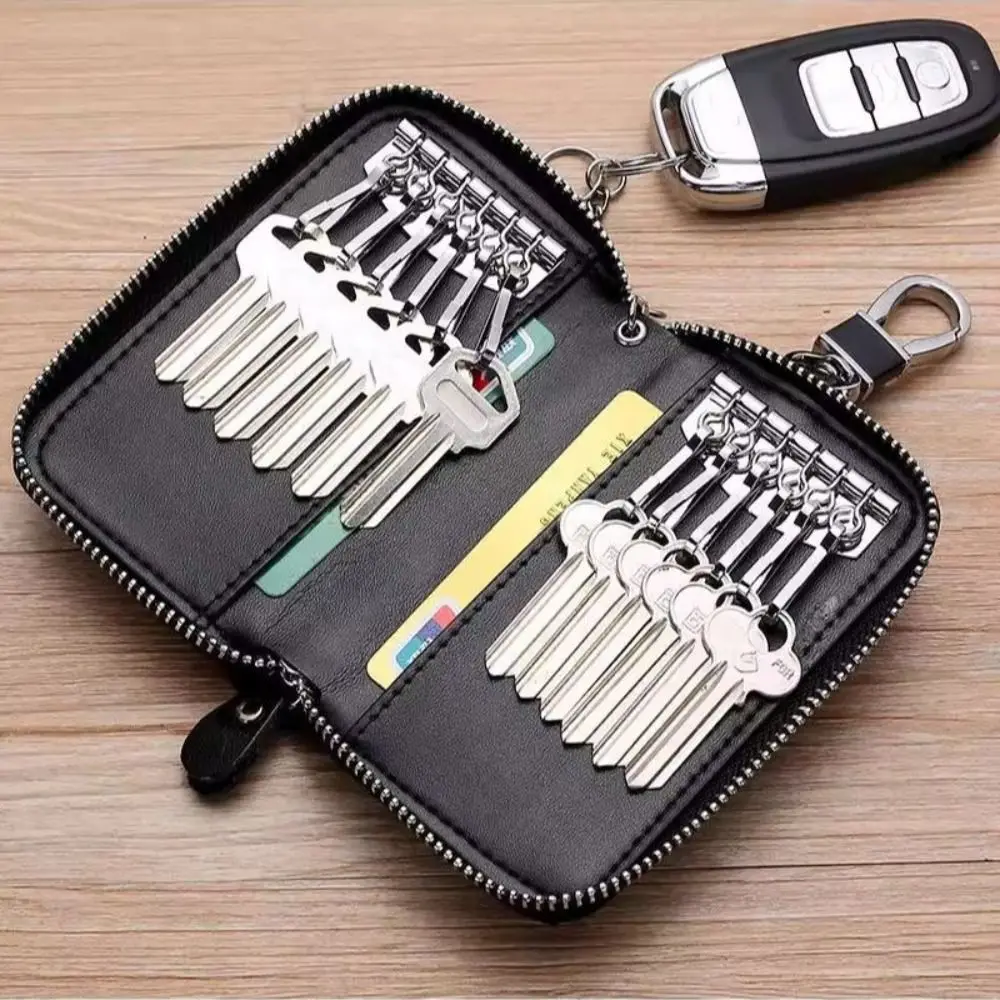 Lightweight Retro Car Key Wallet Portable Card Slot PU Key Holder Multifunctional Waterproof Key Organizer Business Use