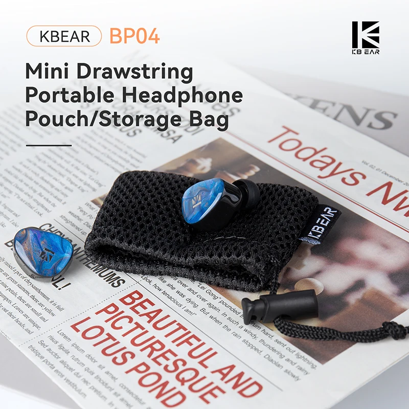 KBEAR BP04 Mini Portable Drawstring Earphone Pouch—Suitable for Storing Earphones and Other Small Items (Compatible with Models)