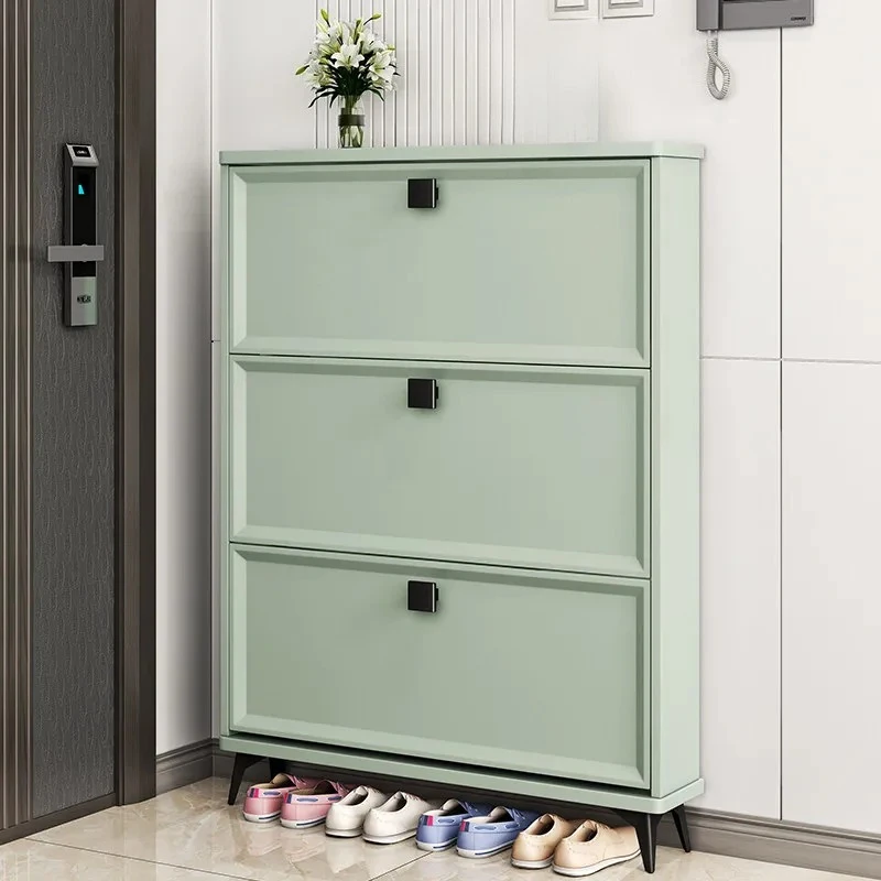 Adjustable wooden shoe rack cabinets Modern display entrance shoe cabinets Save space