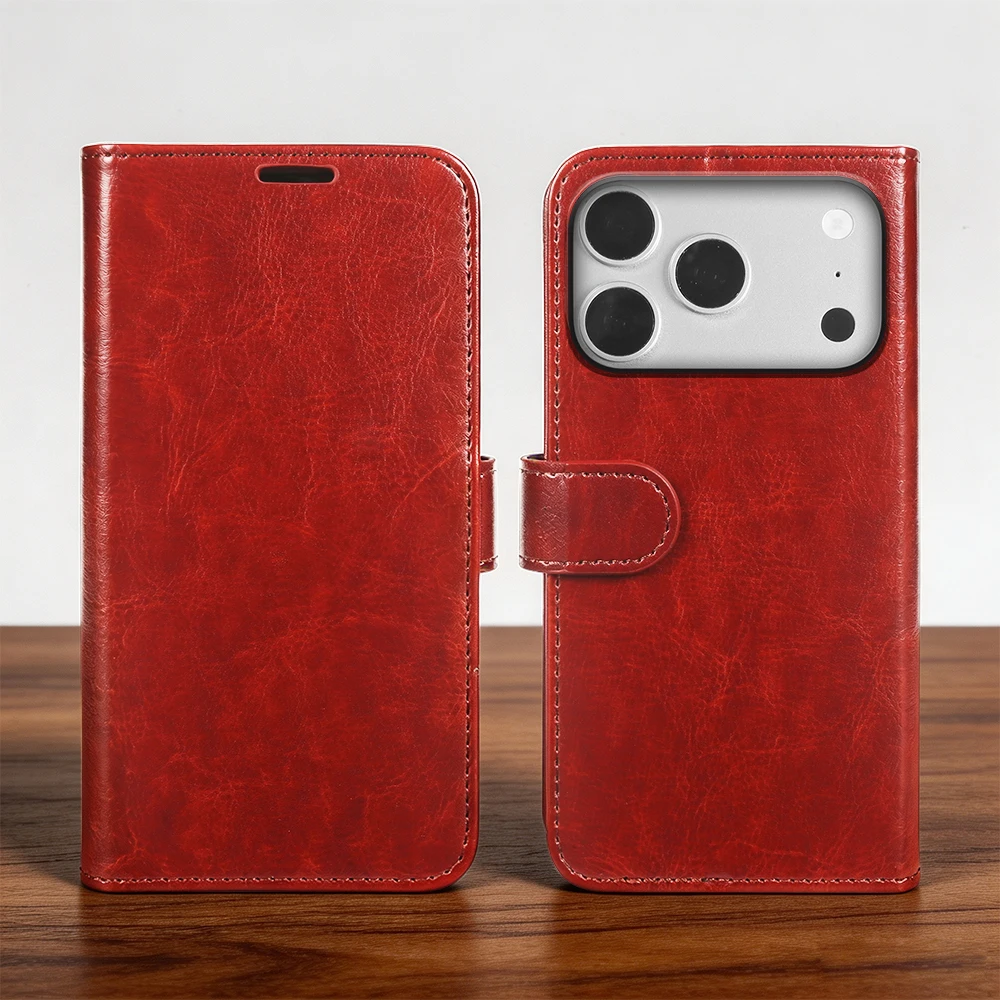 Mobile Phone Leather Case For iPhone 17 16 15 Pro Max 17e Air 16e 14 Plus 12 13 Mini Flip Cover Cases Shockproof Coque Funda Bag