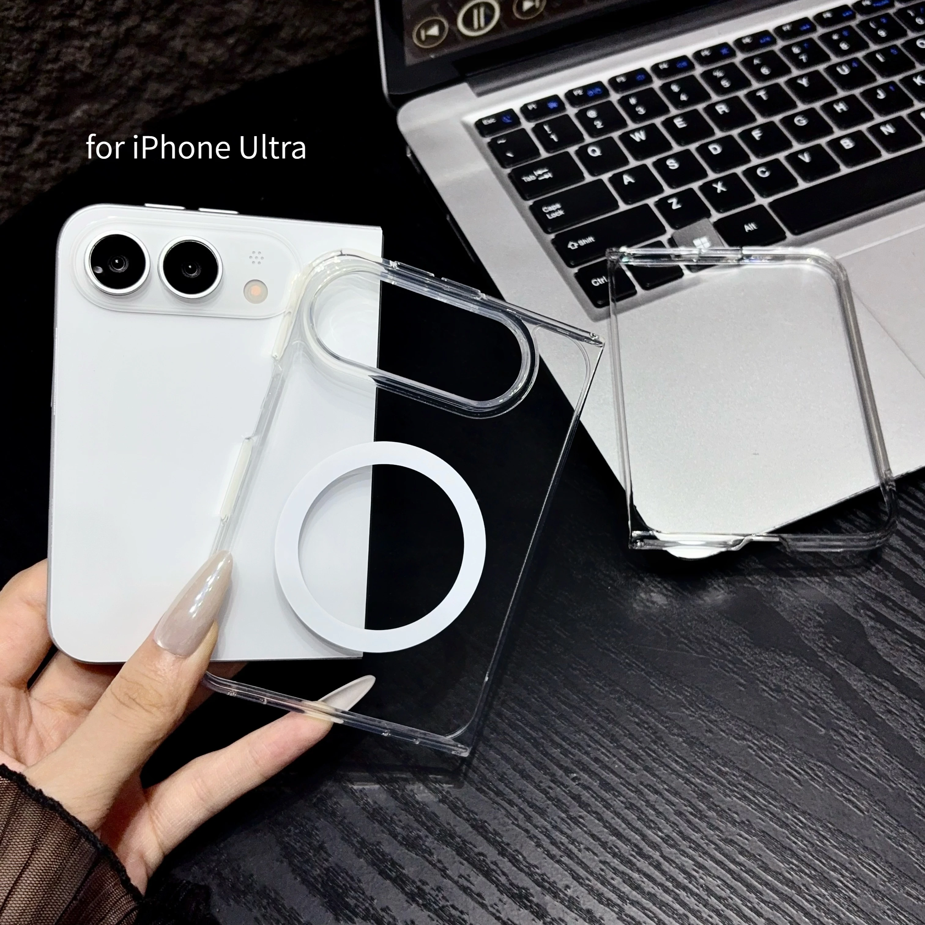For Magsafe Compatible Magnetic Matte Foldable Phone Case for iPhone Ultra 18 fold Thin Clear PC Skin-Friendly Transparent Cover