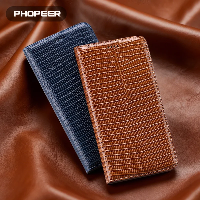 Luxury Genuine Leather Case for iPhone 17 AIR 16 E 15 14 13 12 11 Pro Max Plus Mini Phone Case Classic Lizard Pattern