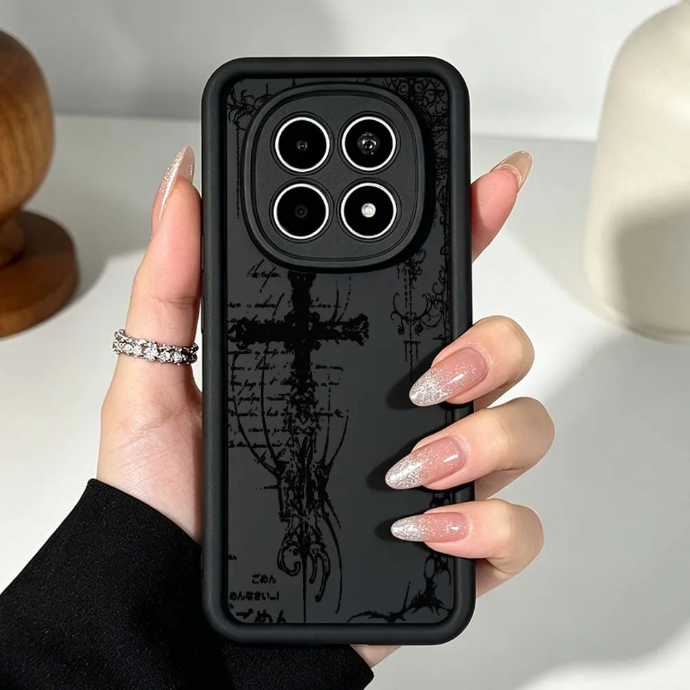 Black Cross Pattern Cover For Xiaomi Redmi Note 15 14 13 12 11 10 14S 11S 10S Pro Plus Eye 4G 5G Ladder Phone Case