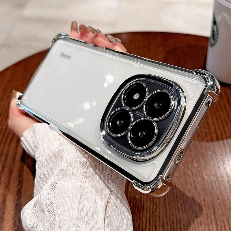 For Redmi Note 15 Pro 5G Case Camera Lens Film Protection Plating Transparent Silicone Airbag Shockproof Bumper Back Cover