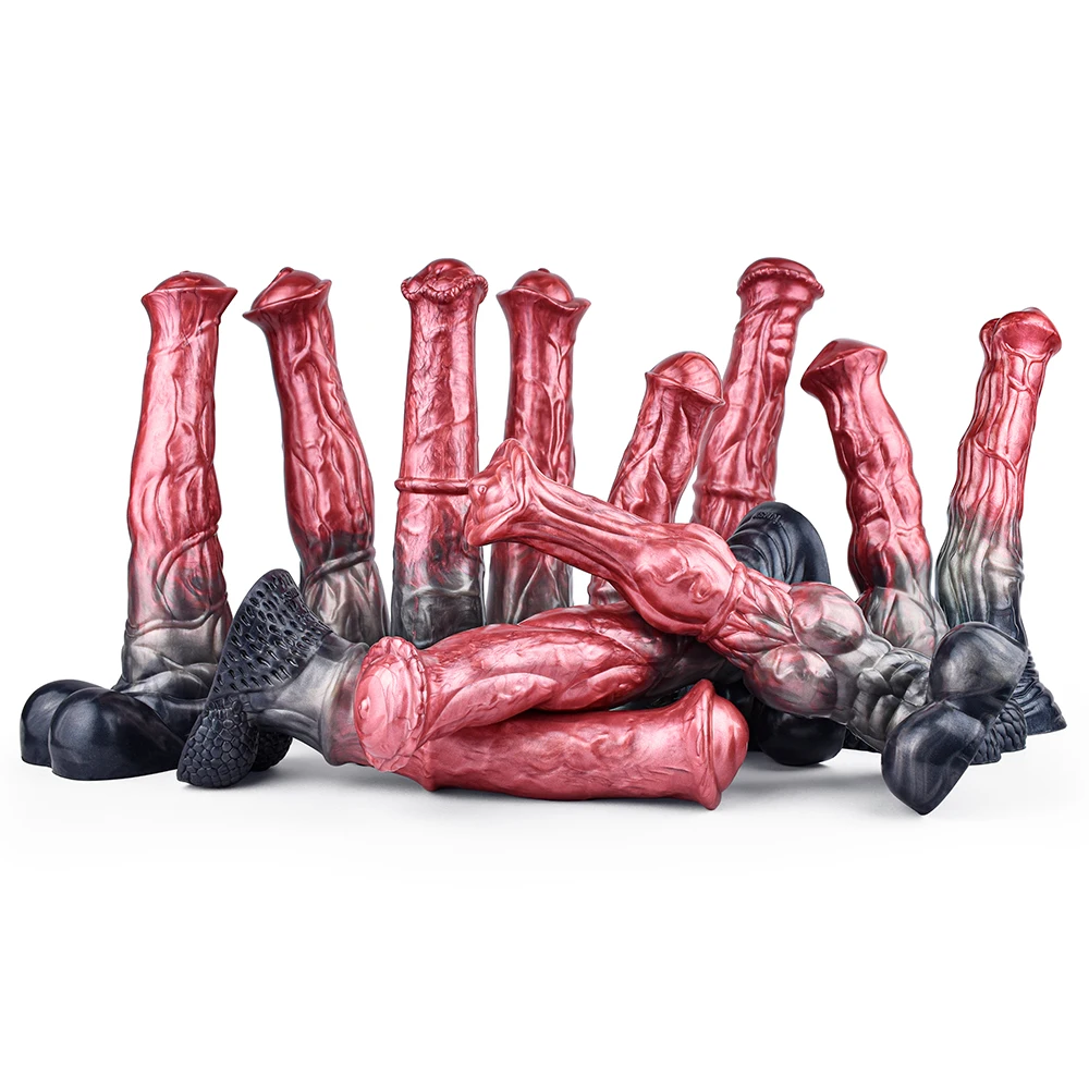 NNSX Realistic Horse Dildo Two Knots Fake Penis Penetration Anal Plug Size S M L XL Butt Plug Adult Erotic Toys for Women Men