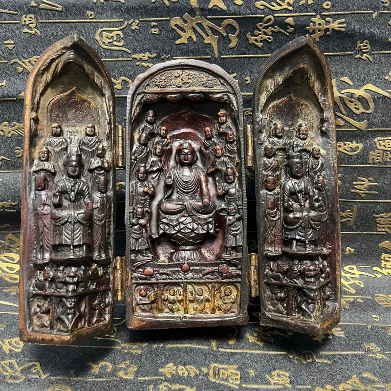Antique -Opening Crafts Ornament Vintage Collection Three Saints Living Room Collectible Buddha Statue