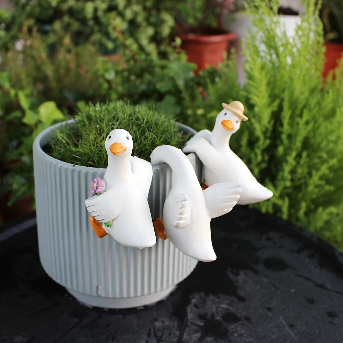Goose Pendant Set Three, Resin Craft Pendant, Suitable For Garden Bonsai Home Cup Fish Tank Outdoor Decoration, Fun Valentine's