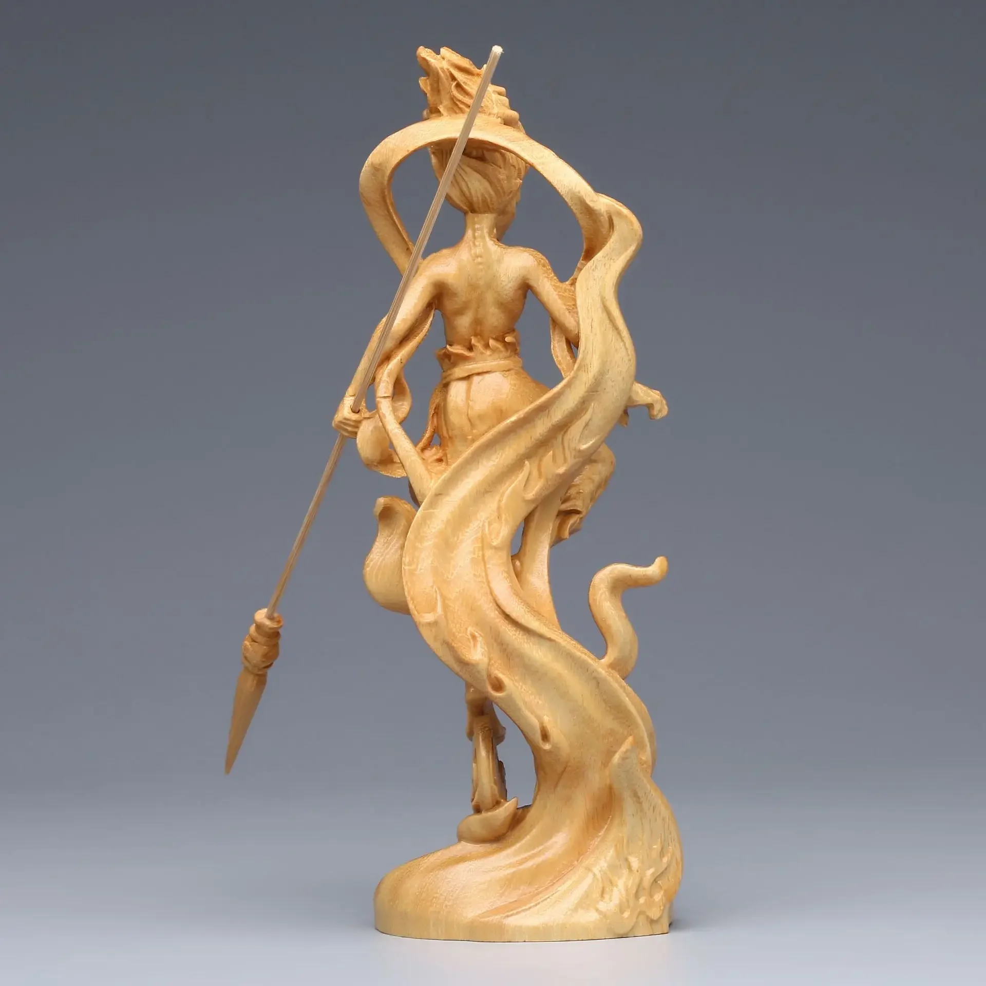 V8 cypress wood carving devil god Nezha three prince ornament cartoon character home office ornament gift crafts