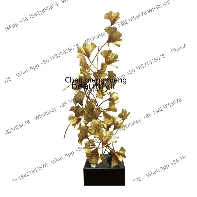 K182xz1New Chinese Style Ginkgo Leaf Iron Craft Decorations Desk Creative Three-Dimensional Decoration Dining Room Hallway Decor