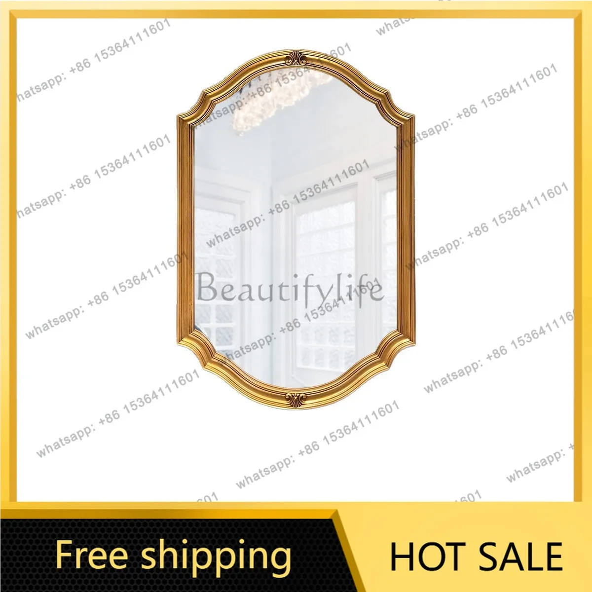 PG French wall-mounted bathroom mirror Home retro premium bathroom American entrance decorative mirror
