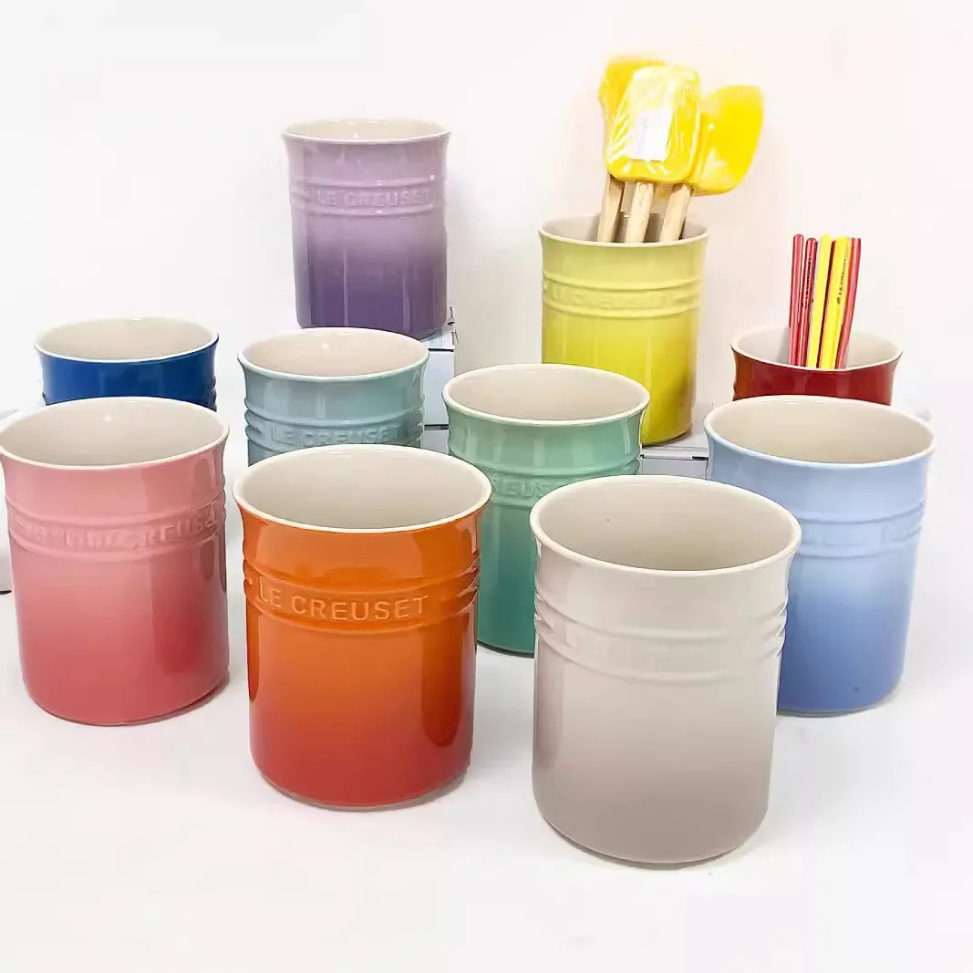 Porcelain Kitchen Utensil Holder for Countertop,Ceramic Storage Organizer for Knives Spoons and Forks,Cooking Tools Container