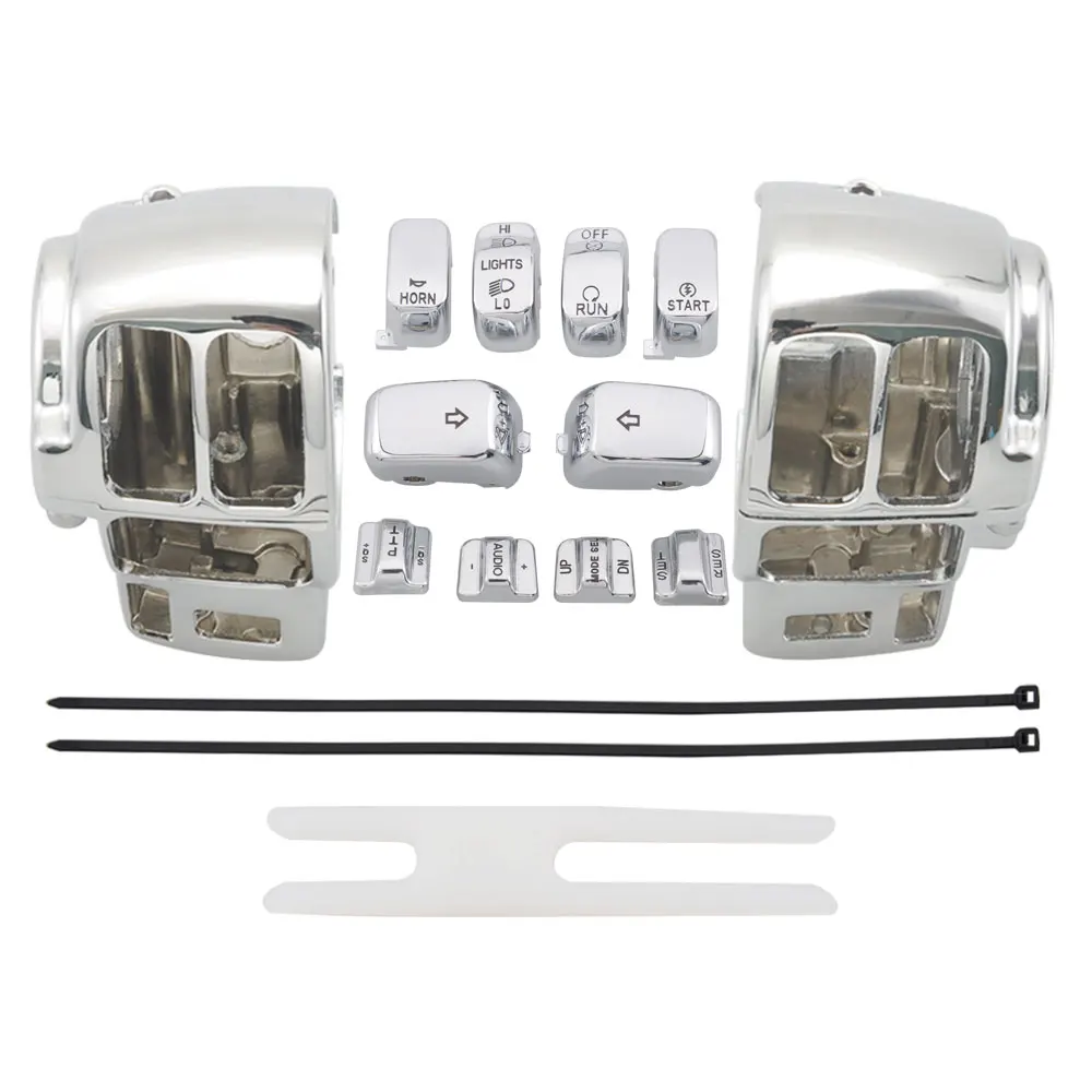 Motorcycle Chrome Switch Housings Switch Caps For Harley Road Electra Glide FLHTCU FLHTK FLTR FLTRU FLHTCUTG Handlebar Controls