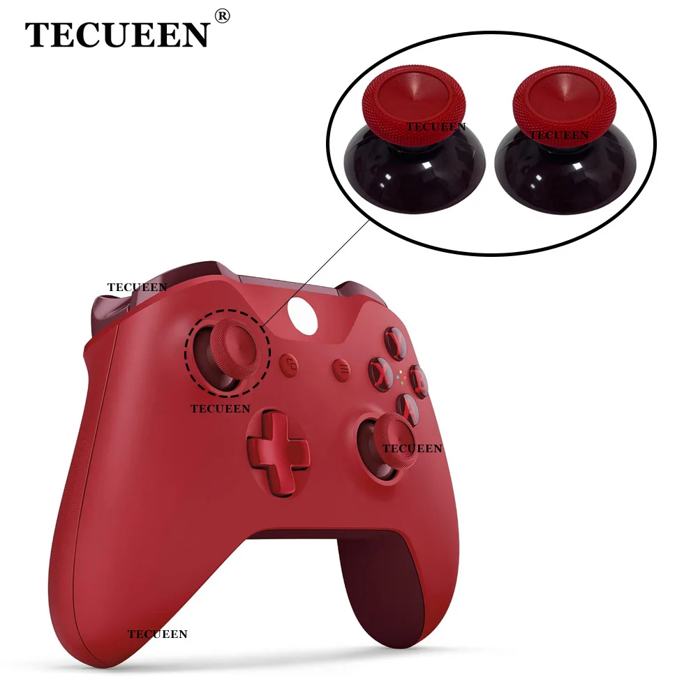 2pcs Replacement Thumbsticks for Xbox One S Red Controller Rocker Buttons 3D Analog Joystick Caps Thumb Stick Grips