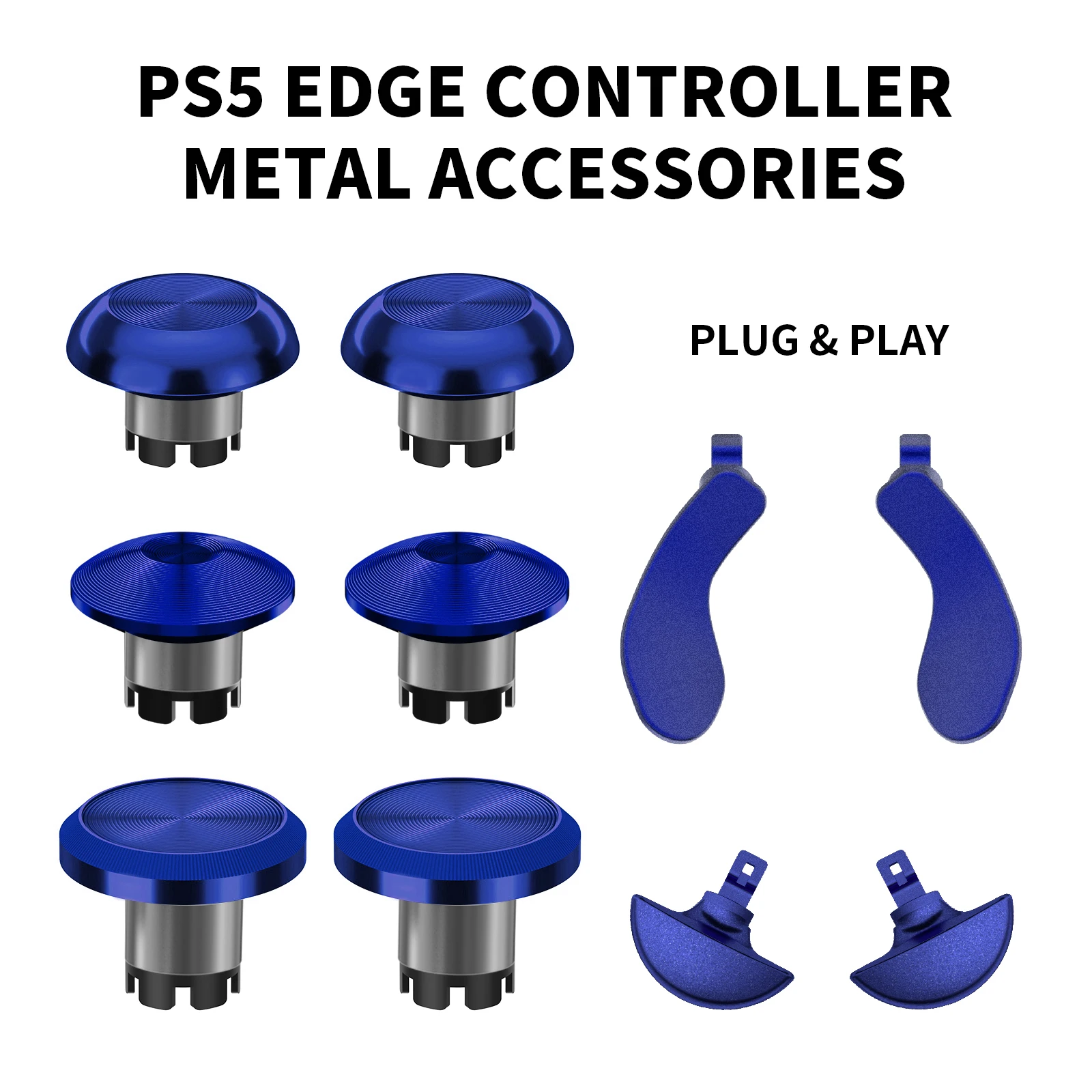 Metal Controller Thumb Sticks 10-in-1, 6 Swap Joysticks 4 Metal Rear Paddle Trigger Button Replacements, For PS5 Edge